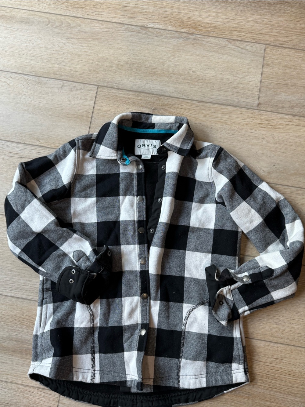 Orvis Black and White Buffalo Plaid Button-Front Shirt Jacket